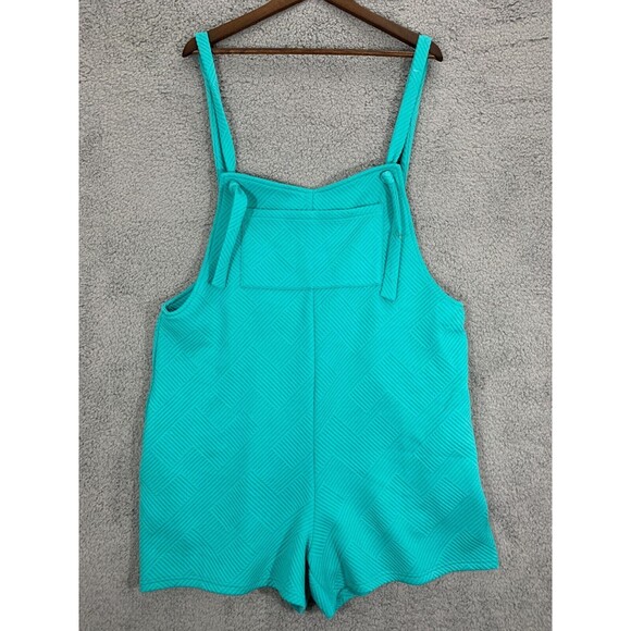 NWT Seen Be Seen Medium (M) Blue Soft Overall Shorts Adjustable Strap Boutique - Picture 1 of 14